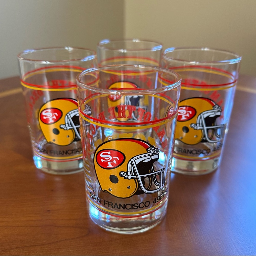 Vintage San Francisco 49ers Team of the Decade 12 oz Glasses 1980s NFL SET OF 4